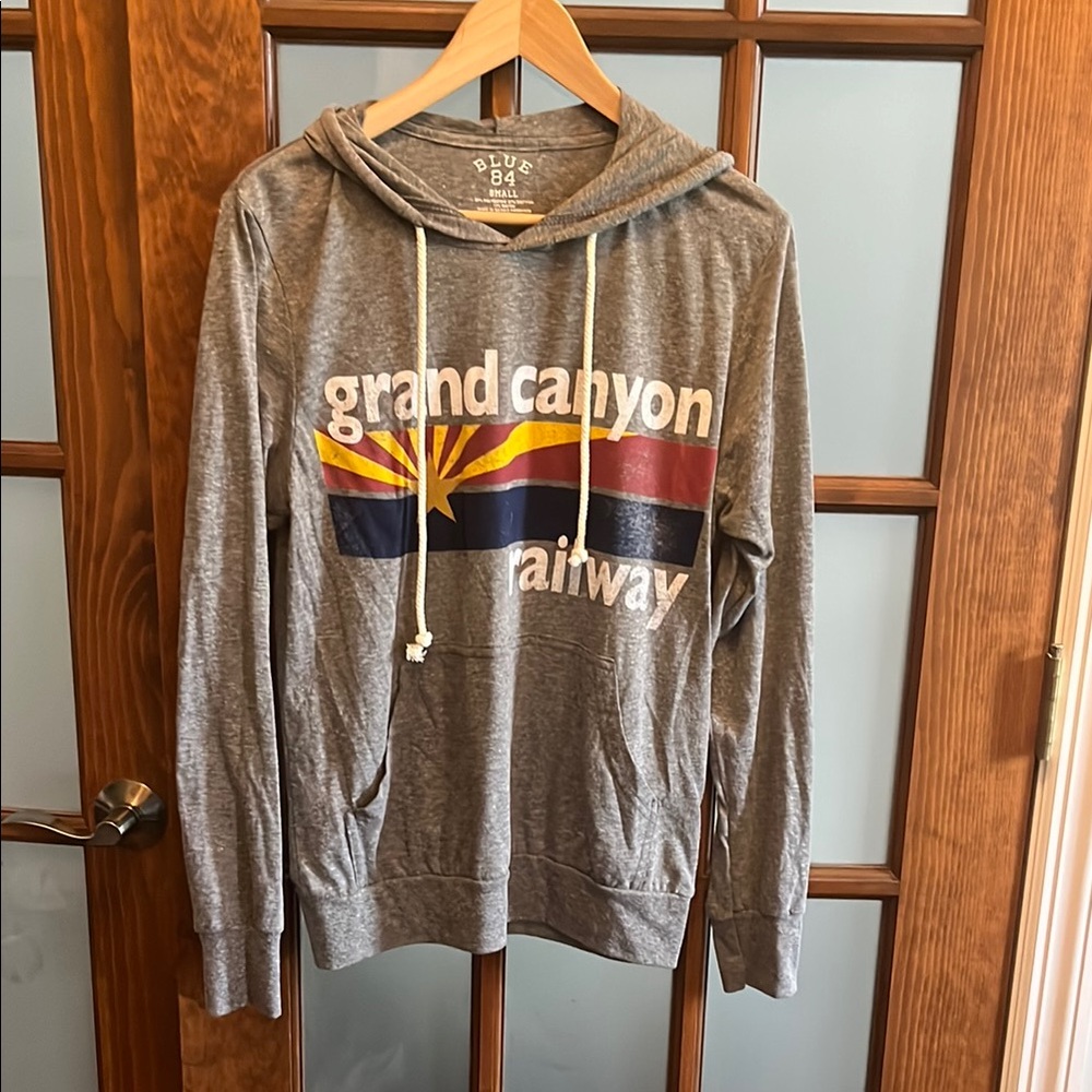 Blue 84 Gray Retro Graphic Hoodie